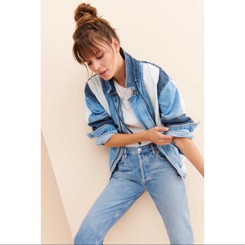 SOLD Free people Panel Denim Bomber Jacket - Picture 5 of 9